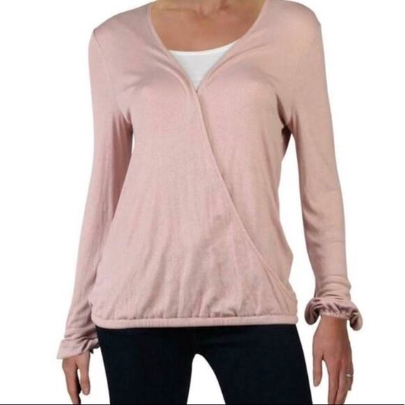 NWT INC long sleeve pale mauve pink wrap look top size XL - Picture 1 of 2